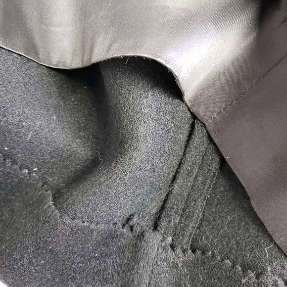 Vtg Townly Wool Dress Coat Mink Fur Collar Black L Satin Lined EUC Mid Century - Picture 8 of 16